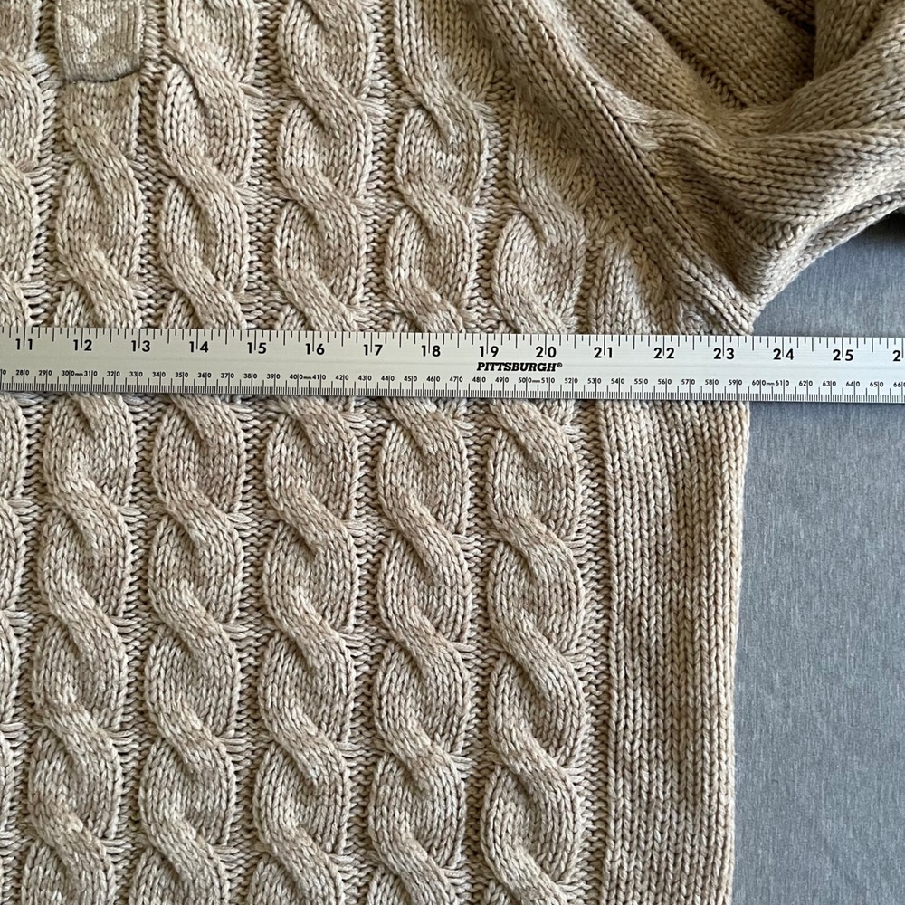 Weatherproof Vintage Sweater Mens XXL Tan Cable Knit Mock Neck Button Preppy - Picture 5 of 6